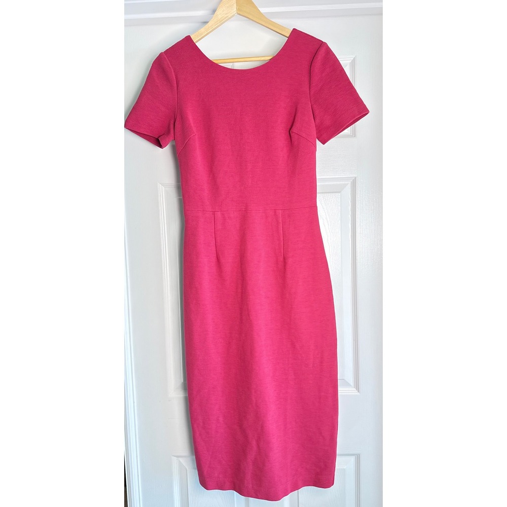 Boden Sheath Dress Women 8L Pink Ribbed Ottoman Short Sleeve Scoop Back